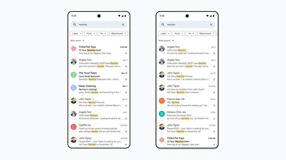 De onderzoeksfuncties van Gmail worden veel gebruiksvriendelijker. 4 Gmail relevante zoekresultaten