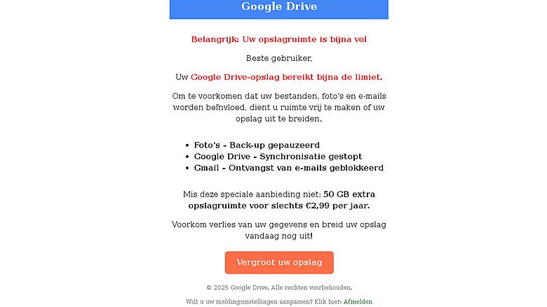 alert-google-drive-mail-opslagruime-phishing.jpg csm alert google drive mail opslagruime phishing a475103608